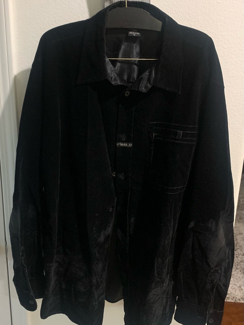 90’s Vintage Marithe Francois Girbaud Black Velvet Shirt Jacket